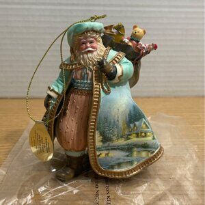 Vtg Ashton Drake Thomas Kinkade Woodland Christmas Santa Ornament Old World 2003